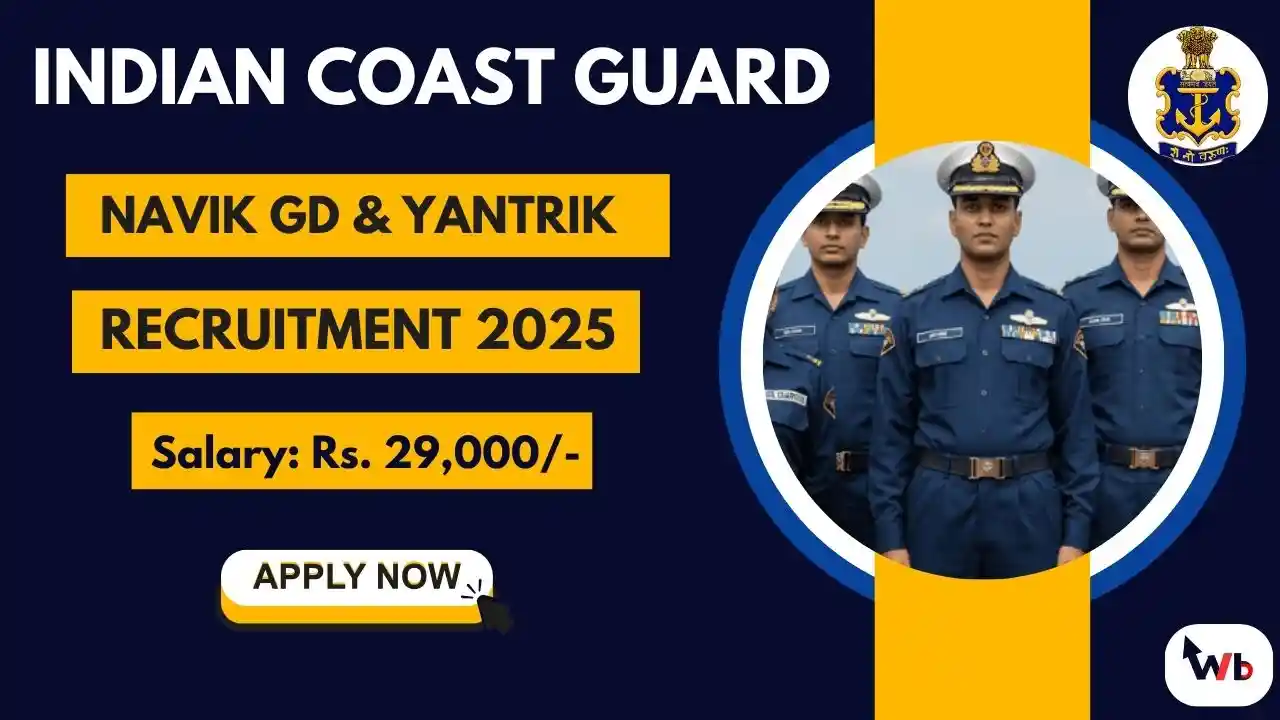 Indian Coast Guard Navik GD & Yantrik Recruitment 2025, অনলাইনে আবেদন করুন